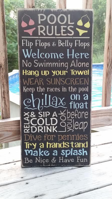 Pool Signs Diy, Pool Rules Sign, Typography Stencil, Pool Rules, Pool Stuff, Family Pool, Pool Signs, Diy Pool, Pool Time