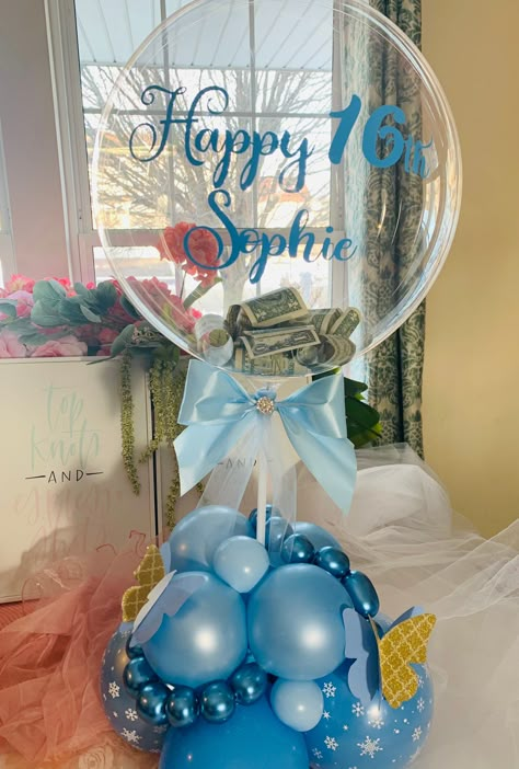 Money Balloon, Name Balloons, Clear Balloon, Balloons Galore, Balloon Centerpiece, Balloon Stand, Balloon Bouquet Diy, Clear Balloons, Balloon Crafts