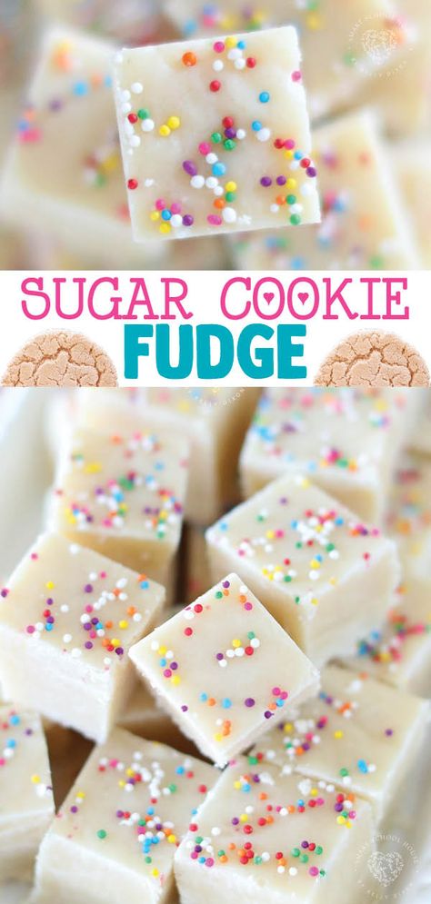 Sugar Cookie Fudge Easy Dinner When You Have No Food, Single Person Desserts, Sugar Cookie Fudge Christmas, Sugar Cookie Christmas Fudge, Pastel Christmas Sugar Cookies, Cinnamon Roll Fudge, Easy Fudge Recipe 3 Ingredients Simple, Easy Desserts For Bake Sale, Kids Bake Sale Ideas