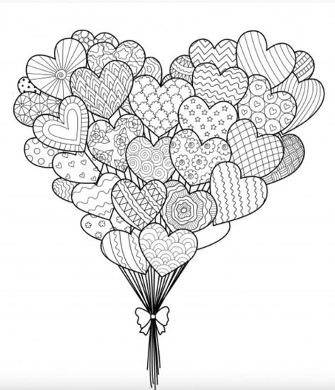 Valentine Coloring Pages, Heart Coloring Pages, Love Coloring Pages, Valentines Day Coloring, Seni Dan Kraf, Doodle Art Drawing, Mandala Art Lesson, Valentine Coloring, Mandala Artwork