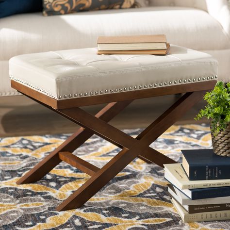 Stool Living Room, Tufted Ottoman, Cube Ottoman, Ottoman In Living Room, Country Furniture, Leather Ottoman, Ottoman Bench, Birch Lane, Upholstered Seating