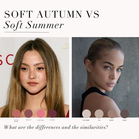 Soft Autumn VS Soft Summer warm overtone comparison 🤍 . #coloranalysis #colouranalysis #coloranalyst #softsummer #softautumn Soft Summer Vs Soft Autumn, Colour Analysis, Soft Autumn, Color Analysis, Soft Summer, Fashion Colours, Soft Lighting, Contrasting Colors, Color Palette