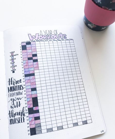 Fitness Bullet Journal, Planning Sport, Training Journal, Bullet Journal Spreads, Bullet Journal 2019, Bullet Journal Font, Journal Fonts, Bullet Journal Tracker, Journal Spreads