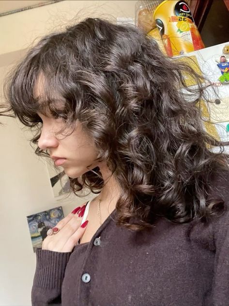 Bangs Inspo Curly Hair, Fringes For Wavy Hair, Layered Bangs Wavy Hair, Layered Wavy Curly Hair, Fringe Wavy Hair, Layered Curly Hair With Bangs, Hair Inspo Layers, Masc Hair, Wavy Layered Hair