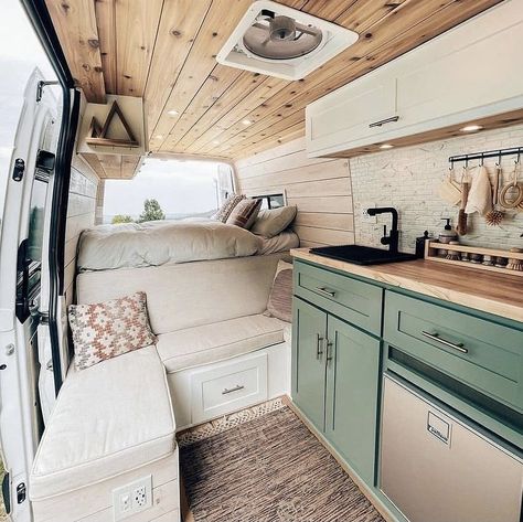 Pine Ceiling, Rv Interior Remodel, Camper Interior Design, Home Inspo Cozy, Tiny House Camper, Kombi Home, Caravan Renovation, Van Conversion Interior, Diy Camper Remodel