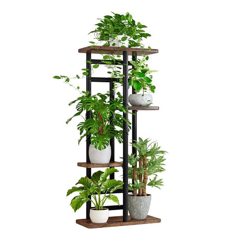 INGIORDAR Plant Stand Metal 4 Tier 5 Potted Plant Rack Flower Pot Holder Shelves Storage Organizer Indoor Planter Display She Plant Shelves Outdoor, Tiered Plant Stand Indoor, Corner Plant, Tall Plant Stands, Support Pour Plante, Indoor Flower Pots, Plant Stands Outdoor, Corner Garden, Support Plante