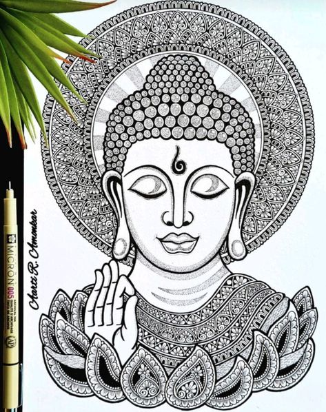 Buddha Mandala Art, Spiritual Art Painting, Buddha Mandala, Buddha Drawing, Modern Art Canvas Painting, Buddha Artwork, Easy Mandala Drawing, Buddha Art Painting, Art Therapy Projects