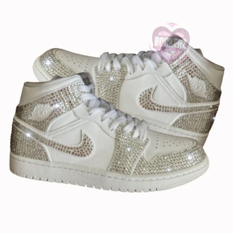 Bedazzled With High Quality Rhinestones Jordan 1 Custom Bling Shoes Price Reflects Free Shipping! :) Jordan 1 Womens, Jordan 1 Custom, Rainbow Nikes, Quinceanera Shoes, Bling Nike Shoes, Bedazzled Shoes, Casual Shoes Women Sneakers, Custom Jordans, Nike Air Jordan Shoes