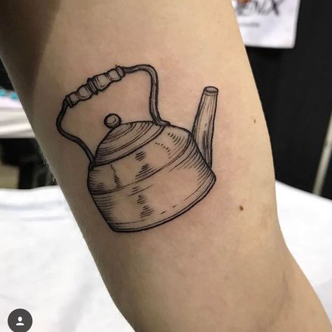 Kettle Japanese Teapot Tattoo, Tea Kettle Tattoo, Kettle Tattoo, Spatula Tattoo, Coffee Pot Tattoo, Tea Tattoos, Teapot Tattoo, Ballerina Tattoo, Tea Tattoo