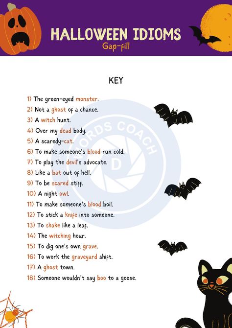 Halloween is not just a time for costumes and candy; it’s also filled with unique expressions and idioms that capture the spooky spirit of the season. Whether you’re writing Halloween cards, decorating for a party, or simply looking to add some festive flair to your conversations, understanding Halloween idioms, expressions, and phrases can help make your celebrations even more fun! Halloween Idioms, Unique Expressions, Green Eyed Monster, Graveyard Shift, English Tips, Halloween Cards, Halloween Season, Festive Season, Spooky Season