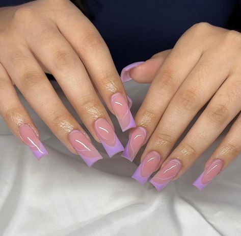 Lavender Prom Nails Acrylic, Nails Lavender Design, Purple French Tip Nails, Baddies Nails, Purple French Tip, Purple French, Purple Acrylic Nails, Acrylic Toe Nails, Sassy Nails