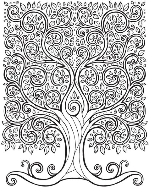 Welcome to Dover Publications 	 From: Keep Calm and Color -- Tranquil Trees Coloring Book Printable Tree, Tree Coloring, Coloring Pages For Grown Ups, Drawing Eyes, Tree Coloring Page, Mandalas Painting, Adult Colouring Pages, Dover Publications, Free Adult Coloring Pages