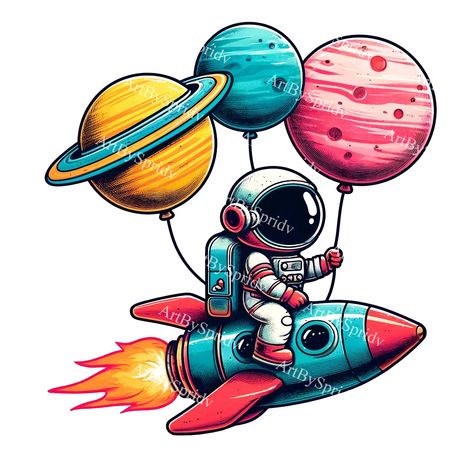 Space Graffiti, Planet Balloons, Astronaut Png, Astronaut Clipart, Astronaut Art, Unique Nursery, Space Suit, Clipart Design, Art Kids