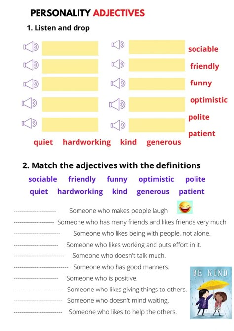 Personality traits online worksheet for PRIMARY 6. You can do the exercises online or download the worksheet as pdf. Adjectives To Describe Personality, Adjectives To Describe People, Adjectives Worksheet, Personality Adjectives, Character Trait Worksheets, Character Worksheets, Adjective Worksheet, English For Beginners, English Exercises