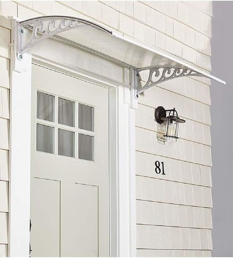 Amazon.com : The Lakeside Collection White 47.5" Window Awning or Front Door Canopy - Shield from Rain and Snow : Patio, Lawn & Garden Metal Awnings For Windows, Front Door Overhang, Awning Over Door, Front Door Awning, Door Overhang, Front Door Canopy, Metal Awning, Window Awning, Garage Door Types