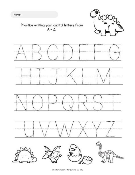 Dinosaur Alphabet Tracing (Uppercase) Dinosaur Worksheets, Dinosaur Activities Preschool, Tracing Worksheets Free, Tracing Activity, Dinosaur Alphabet, Learn The Alphabet, Preschool Tracing, Letter Tracing Worksheets, Alphabet Tracing Worksheets