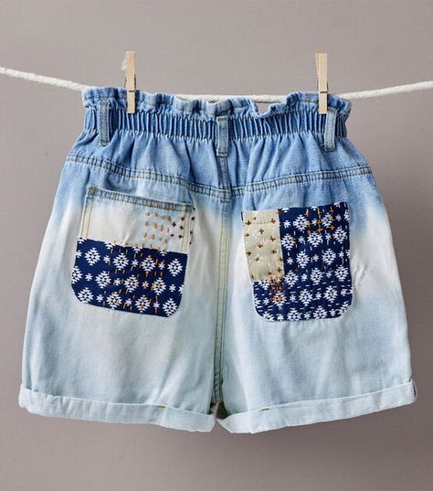 How To Make Upcycled Shorts Online | JOANN Upcycled Shorts, Recycled Clothing, Viking Sewing, Recycle Jeans, Upcycle Jeans, Upcycle Recycle, Upcycled Denim, Store Hours, Recycle Clothes