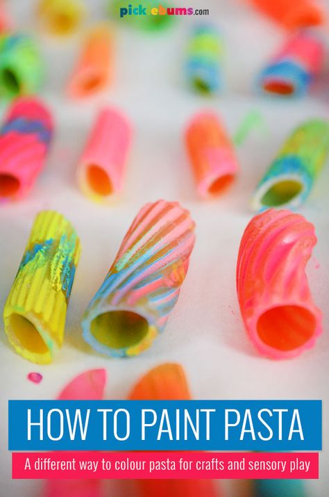 Painting Pasta to Thread - Picklebums Daycare Arts And Crafts, Paint A Pot Ideas, Spring Time Activities, Purim Crafts, Paint A Pot, Pasta Crafts, Art Activity For Kids, Noodle Art, Spring Arts And Crafts