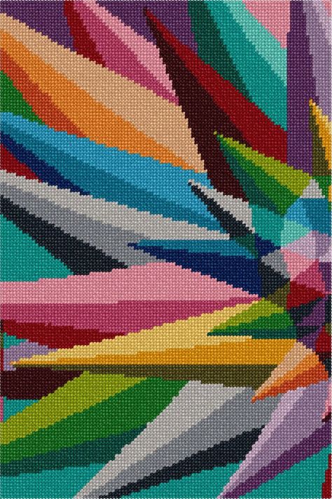 DESCRIPTION Soft yet vibrant colors add sophistication to this stunning needlepoint. DIMENSIONS Canvas measures 11 x 15 inches, including 1.5 inch border. Stitchable area appr. 8 x 12 inches. Stitch count about 16,224. All canvas sizes are approximate and may not exactly match these dimensions. THREAD This canvas can be purchased WITH or WITHOUT thread. To get the complete kit with all the thread to complete the project, please select the corresponding option before you add to cart. Includes 32 Cross Stitch Geometric, Canvas Sizes, Needlepoint Designs, Needlepoint Kits, Needlepoint Canvases, Cross Stitch Art, Cross Stitch Designs, Bead Art, Cross Stitch Pattern