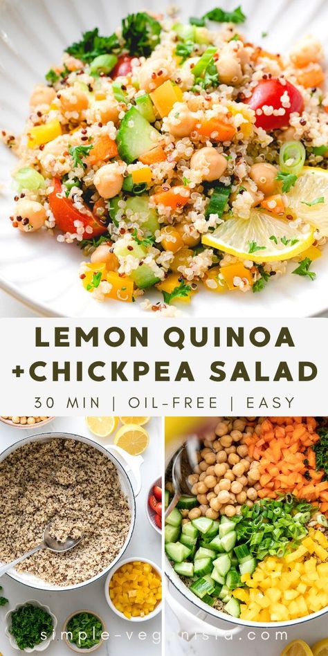 Quinoa Chickpea Salad, Chickpea Quinoa, Lemon Quinoa, Quinoa Recipes Healthy, Lemon Salad, Chickpea Salad Recipes, Salad Salad, Quinoa Salad Recipes, Chickpea Recipes