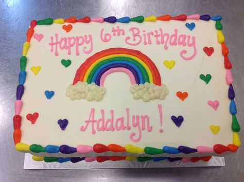 Pastel Rainbow Sheet Cake Birthday, Rainbow Sheet Cake Birthday, Rainbow Sheet Cake, Trolls Birthday Cake, Care Bears Birthday Party, Combined Birthday Parties, Half Sheet Cake, Sheet Cake Designs, Cake Design Inspiration