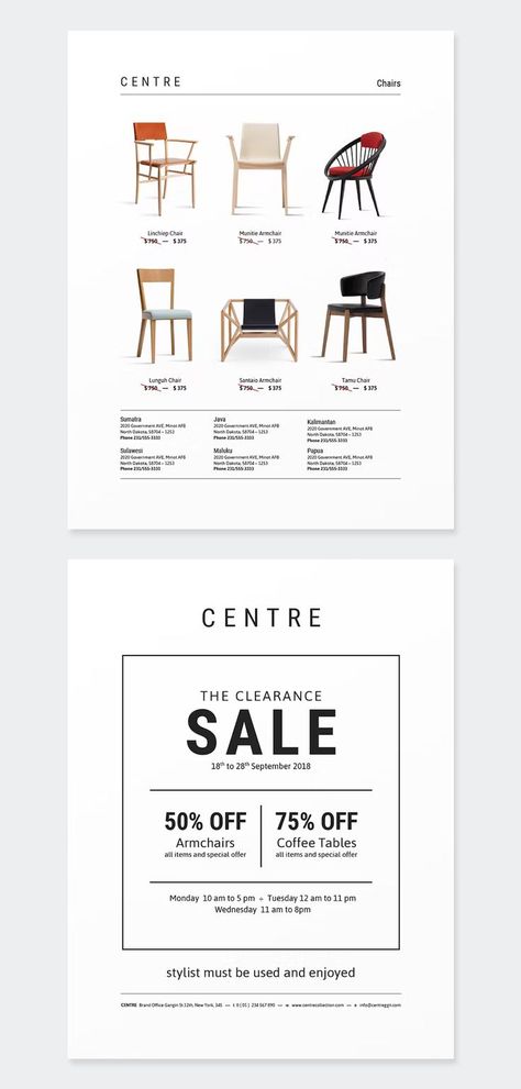 Clearance Sale Flyer Template INDD, IDML. A4 & Us Letter + Bleed Clearance Sale Poster, Furniture Promotion, Minimal Website Design, Sale Campaign, Flyer Poster, Indesign Templates, Sale Flyer, Flyer Design Templates, Graphic Design Fun