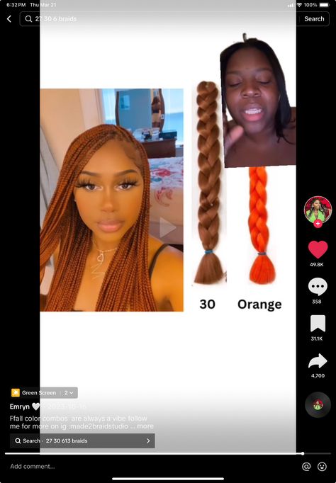 Box Braids Mixed Colors, Braid Blends, Jumbo Knotless Box Braids, Ginger Hairstyles, Mixing Hair Color, Amazing Braids, Jumbo Knotless, Braiding Hair Colors, Cornrows Braids For Black Women