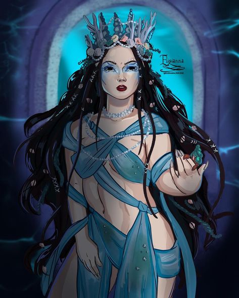 The Ocean Queen Not an easy one! Lots of details but I’m quite proud of how she came out, especially the eyes! #sarahjmaas #crescentcity… | Instagram Ocean Queen, Sea Witch, Crescent City, Sarah J Maas, Sarah J, Fan Book, Character Portraits, Coming Out, The Ocean