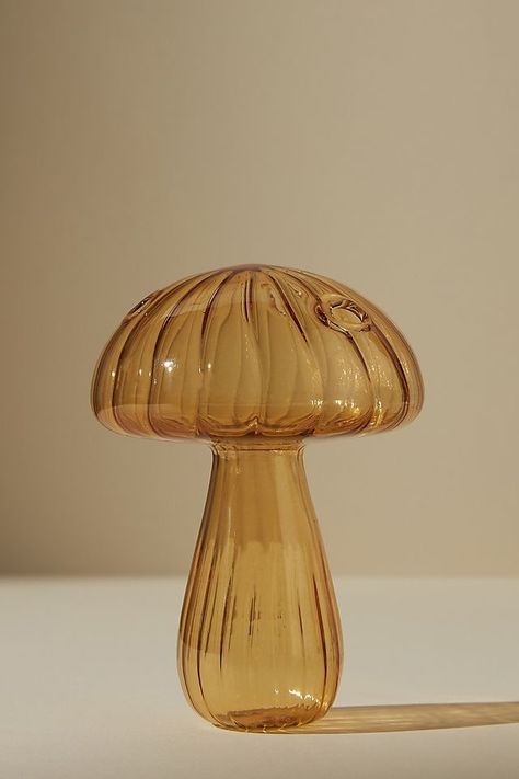 Mushroom Vase, Earthy Living Room, Mushroom Images, 3d Lamp, Wild Harvest, Glass Mushrooms, The Mushroom, Bhldn Weddings, Wellness Gifts