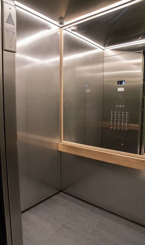 New Page — United Cabs, Inc. | New York's Leader in Elevator Interiors Shed Cladding, Elevator Lobby Design, Steel Interior Design, Elevator Interior, Elevator Lobby, Lobby Interior Design, Elevator Design, Stainless Steel Mirror, Mirror Panel