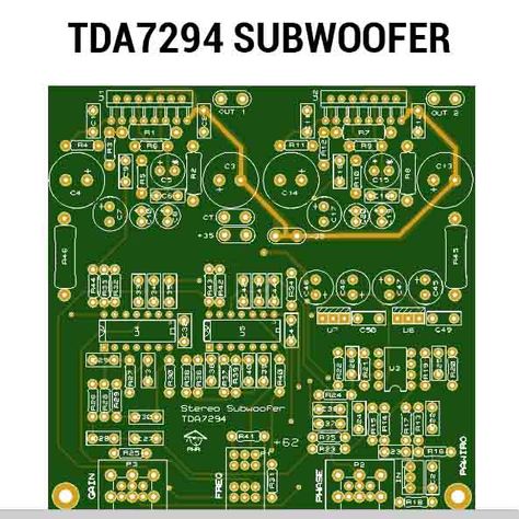 TDA7294 subwoofer amplifier PCB layout - Electronic Circuit Diy Speaker Kits, Best Subwoofer, Direct Boxes, Diy Audio Projects, Mini Amplifier, Hifi Amplifier, Diy Amplifier, Speaker Kits, Power Supply Circuit