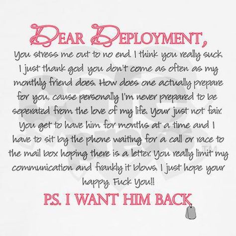 Dear Deployment, You Suck! That's all. Deployment Quotes, Navy Wife Life, Usmc Love, Deployment Homecoming, Army Wife Life, Marines Girlfriend, Army Man, Navy Girlfriend, Airforce Wife