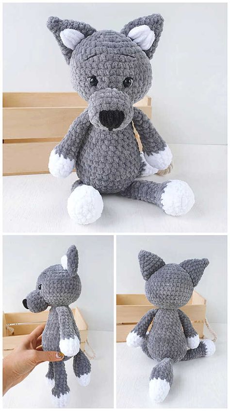 Amigurumi Wolf Free Pattern Wolf Free Crochet Pattern, Husky Crochet Pattern Free, Wolf Crochet Pattern Free, Crochet Wolf Pattern, Stuffed Wolf Pattern, Super Bulky Yarn Patterns Crochet, Amigurumi Wolf Pattern, Wolf Crochet Pattern, Big Bad Wolf Crochet Pattern