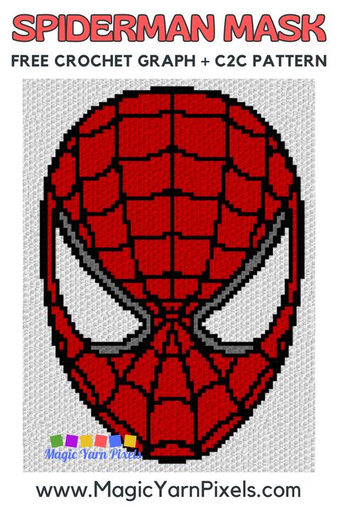 Free crochet pattern for Spiderman Mask. Includes the crochet graph and written patterns for c2c crochet and tapestry crochet (row by row). Crochet baby blankets, afghans and throws. Spiderman Pillow Crochet, Easy Graphgan Patterns Free, Spider Man Blanket Crochet, Free Graph Crochet Patterns, Spiderman Blanket Crochet Free Pattern, Deadpool Crochet Blanket Free Pattern, Spider Man Crochet Blanket, Spiderman Tapestry Crochet, Spiderman Grid