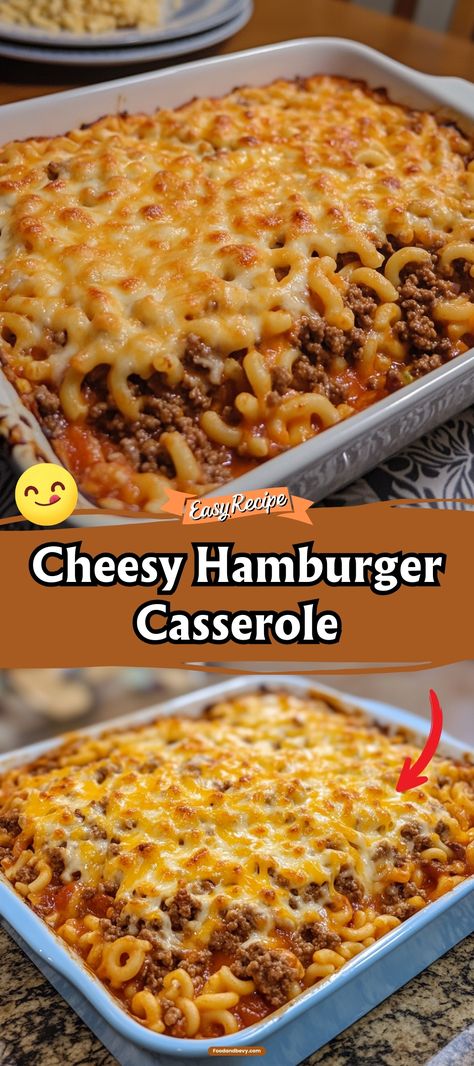 Cheesy Hamburger Casserole Cheesy Hamburger Casserole, Hamburger Noodle Casserole, Cake Courgette, Hamburger Casseroles Recipes, Easy Hamburger, Hamburger Casserole, Hamburger Meat Recipes, Hamburger Helper, Hamburger Recipes