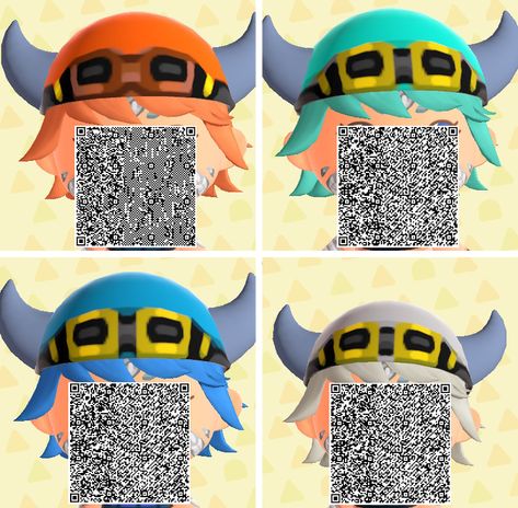 Hat Animal Crossing, Acnh Clothes, Animal Crossing Qr, Qr Codes, Motorcycle Helmets, Animal Crossing, Goggles, Horn, Coding