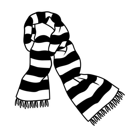 Scarf Vector, Striped Scarf, White Illustration, Striped Scarves, A Symbol, Black And White Illustration, Winter Scarf, Warm Winter, Vector Art