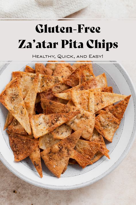 Homemade Gluten-Free Pita Chips - learn how to make crunchy pita chips from pita bread! It's easier than you might think! You only need three ingredients and a hot oven! Less than 30 minutes to make. These pita chips are the perfect appetizer served with hummus or a great snack eaten on their own! Add different spices and make them your own, the possibilities are endless! #pitachips #homemadepitachips #glutenfreepita Vegan Pita Bread Recipe, Gluten Free Pita Chips, 150 Calorie Snacks, Vegetarian Flatbread, Pita Chips Recipe, Beet Hummus Recipe, Homemade Pita Chips, Gluten Free Pita, Tortilla Bread