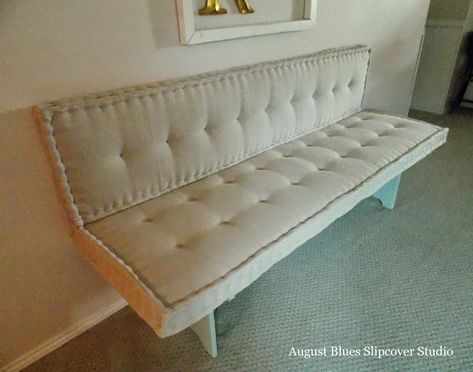 August Blues - French Mattress -style Cushions Tufted Daybed, White Daybed, French Mattress Cushion, French Mattress, Cushion Tutorial, Daybed Mattress, Couch Upholstery, Trying Something New, Murphy Beds