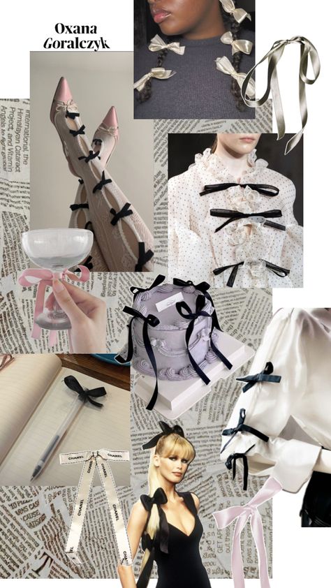 Fashion designer Oxana Goralczyk Ribbons Aesthetic, Bow Trend, Bow Aesthetic, Bow Fashion, Aesthetic Moodboard, Fashion Mood Board, Mood Board Fashion, Mood Boards, Fashion Designer