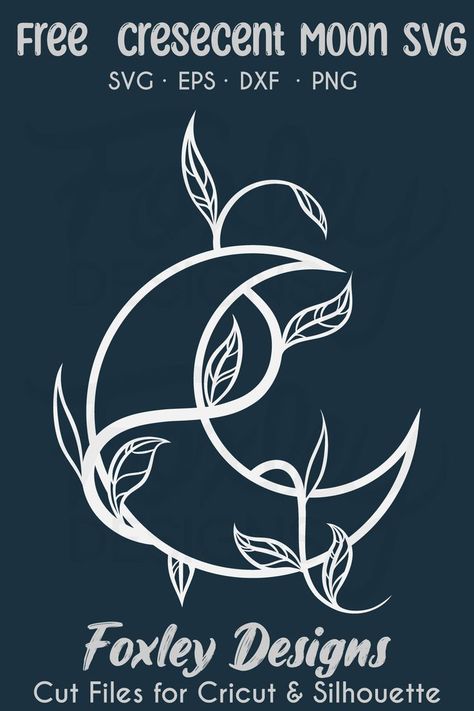 Free Crescent Moon SVG wrapped in vines and leaves, perfect for DIY crafting. Download now at Foxley Designs.com Moon Svg Free, Designs For Tote Bags, Magical Moon, Moon Svg, Nature Inspired Design, Autumn Theme, Sign I, Free Svg, Crescent Moon