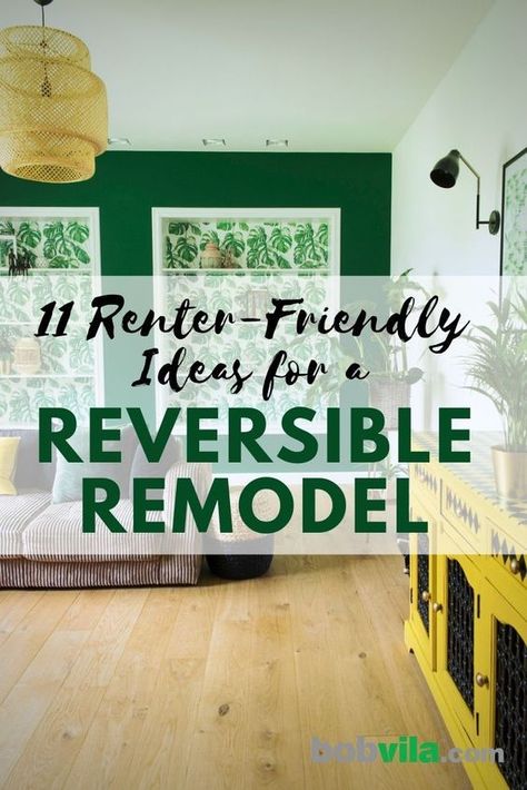 Just because you rent your house or apartment doesn't mean you can't show off your design style. Check out these rental decorating ideas for your home.  | 11 Renter-Friendly Ideas for a Reversible Remodel Easy Rental Home Upgrades, Rent Friendly Curtains, Renter Friendly Sconces, Renter Friendly Shiplap Wall, Apartment Makeover Ideas, Renter Friendly Apartment Hacks, Diy Home Decor Rental Friendly, Rented House Decor Ideas, Apartment Decorating On A Budget Rental