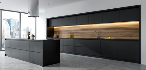 TEL Kitchens - Kitchen Design & Fitting Specialists In London Black Modern Kitchen, Modern Black Kitchen, Bespoke Kitchen Design, German Kitchen, Black Kitchen Cabinets, Kitchen Design Trends, Contemporary Kitchen Design, Luxury Kitchen Design, Kitchen Room Design