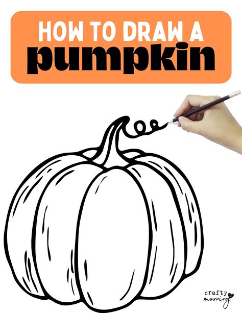 How to Draw a Pumpkin (Easy Step by Step) How To Draw A Pumpkin, Draw A Pumpkin Easy, Tiger Drawing Tutorial, Fall Line Art, Drawing Pumpkins, Easy Tiger Drawing, Artistic Lettering, Library Diy, Pumpkin Drawing Ideas