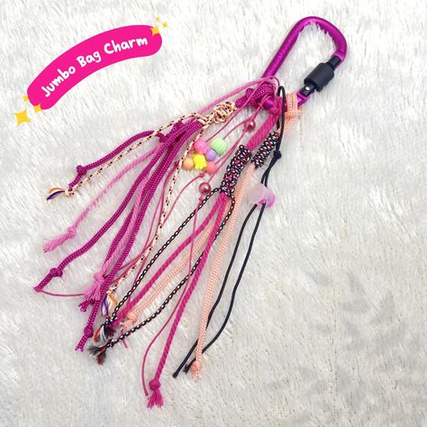 Tas Manik Manik Aesthetic, Adjustable Hand-strung Mala For Festival, Bag Keychain Beads, Bag Charm Beads, Backpack Bead Keychain, Pola Macrame, Carabiner Keychain, Handmade Jewelry Tutorials, Macrame Bag