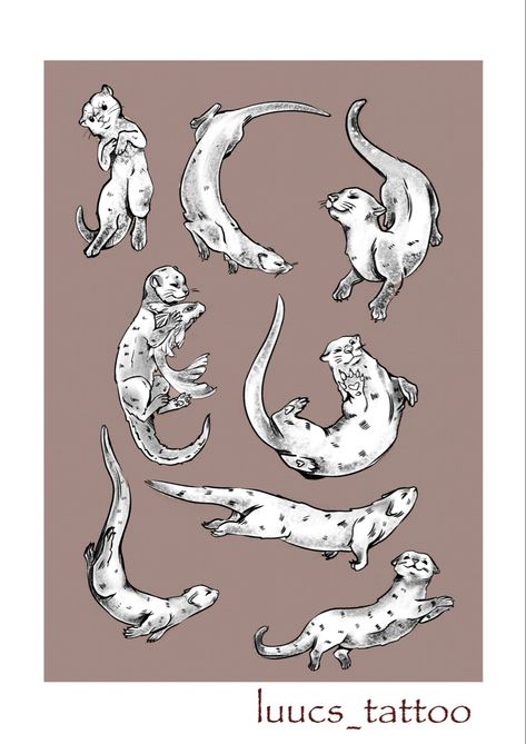 Tattoo design, otters, cute tattoo Two Otters Tattoo, Otter Tattoo Traditional, Sea Otter Tattoo Traditional, Sea Otter Sketch, Neotraditional Otter Tattoo, Otter Pictures, Emily Tattoo, Otter Drawing, Otter Tattoo