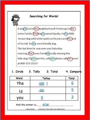 FREE template and directions for making a sight words literacy center - finding sight words in context! Word Work Kindergarten, Sight Word Centers, Homework Helpers, Teaching Sight Words, Ela Writing, Classroom Freebies, Sight Words Kindergarten, Sight Word Practice, Literacy Center