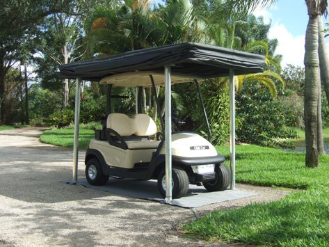 Golf Cart Covers | The Touchless Boat Cover Golf Cart Storage Shed Ideas, Golf Cart Storage Ideas, Golf Cart Shed, Gold Cart, Golf Cart Storage, Golf Cart Bodies, Golf Cart Covers, Roll Up Curtains, Golf Cart Seat Covers