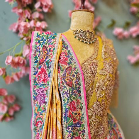 🌟 Get ready to indulge in the epitome of luxury! 🌟 We're excited to present our latest creation—a hand-done Ari work lehenga paired with a pure Banarasi Tanchui silk saree in a striking mustard hue. ✨ Spotlight on the Petit Point Border: This intricate single-thread hand embroidery is a true labor of love. Known for its detailed, art-like finish, Petit Point is one of the most time-consuming and luxurious embroidery techniques. The saree's border, further enhanced with rich Zardozi embelli... Detailed Art, Work Lehenga, Bandhani Saree, Saree Border, Work Sarees, Embroidery Techniques, Silk Saree, Lehenga, Silk Sarees