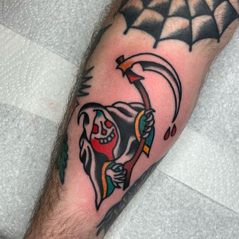 You’re next 🫵 Sacred Art Tattoo, Alas Tattoo, Traditional Tattoo Inspiration, Grim Reaper Tattoo, Reaper Tattoo, Sick Tattoo, Wicked Tattoos, Traditional Tattoo Sleeve, Inspiration Tattoo